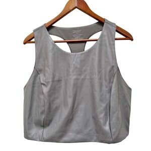 Tahari Sport Gray Faux Leather Cropped Tank Top Racerback Sleeveless 1X‎